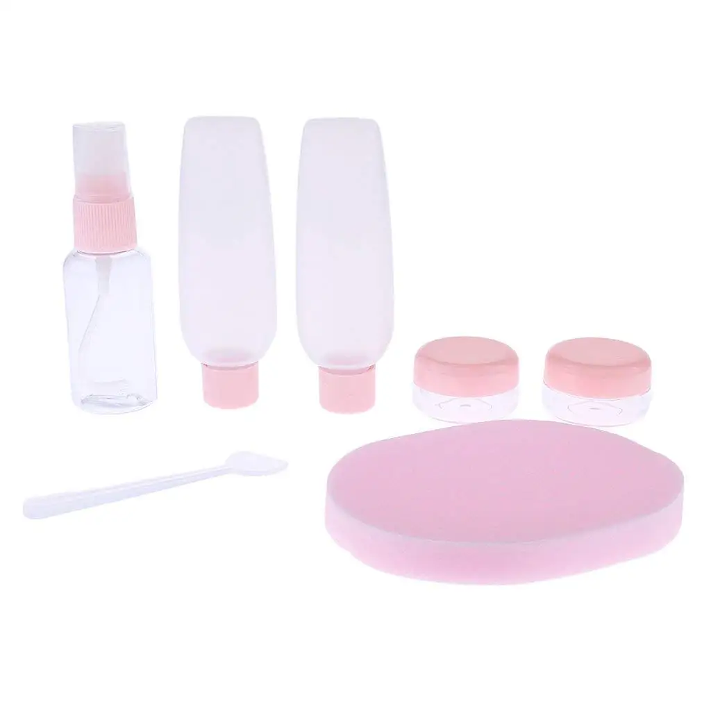 Fityle Travel Set Makeup Cosmetic Toiletries Refillable Bottles Containers - Pink