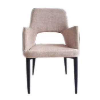Modern Armrest Dining Chair Hole Back With Metal And Modern Armrest Dining Chair Hole Back With Metal And Fabric