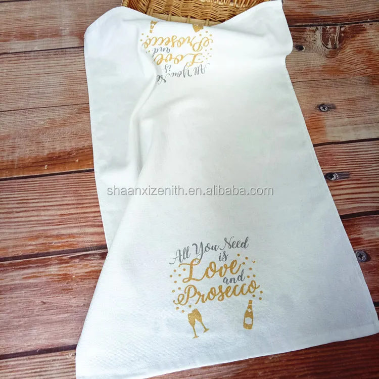 Wholesale 100% polyester cotton blank sublimation tea towel for printing white flour sack kitchen tea towels