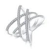 The Latest Trendy 18K Rose Gold Plated Brass AAA CZ Micro Pave Cubic Zirconia Double X Women Rings