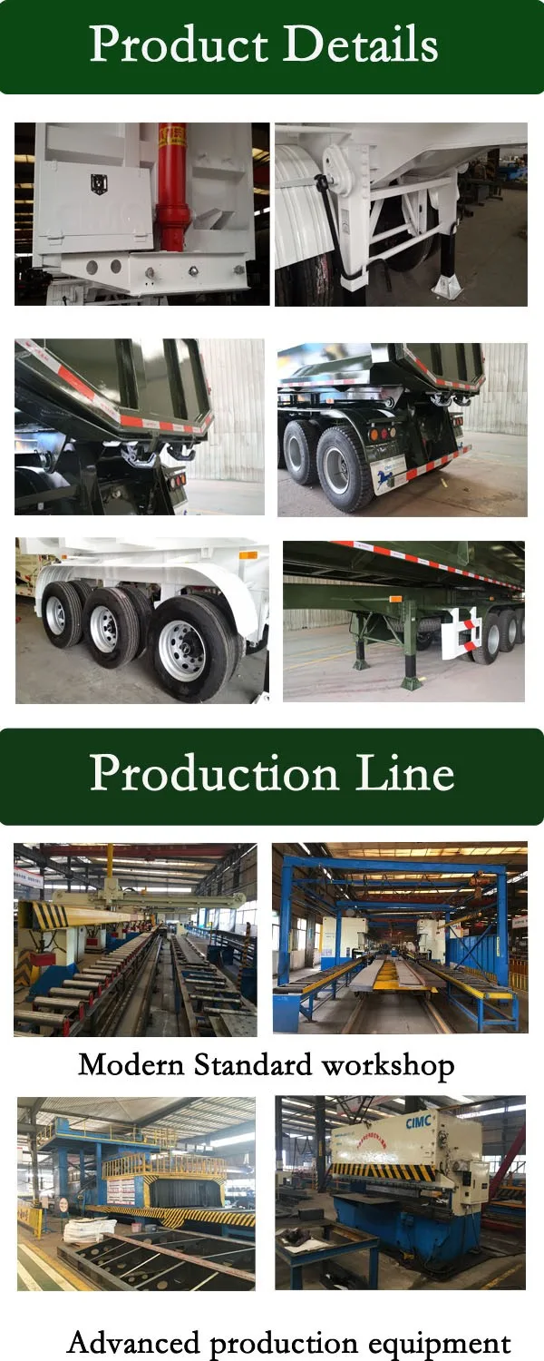 Chinese best 30-50 ton three axle tipping trailer truck trailer
