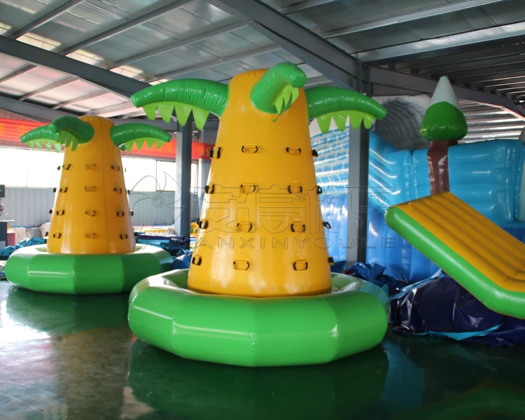 0.9mm Pvc Tarpaulin Inflatable Swimming Pool Island Float With Palm