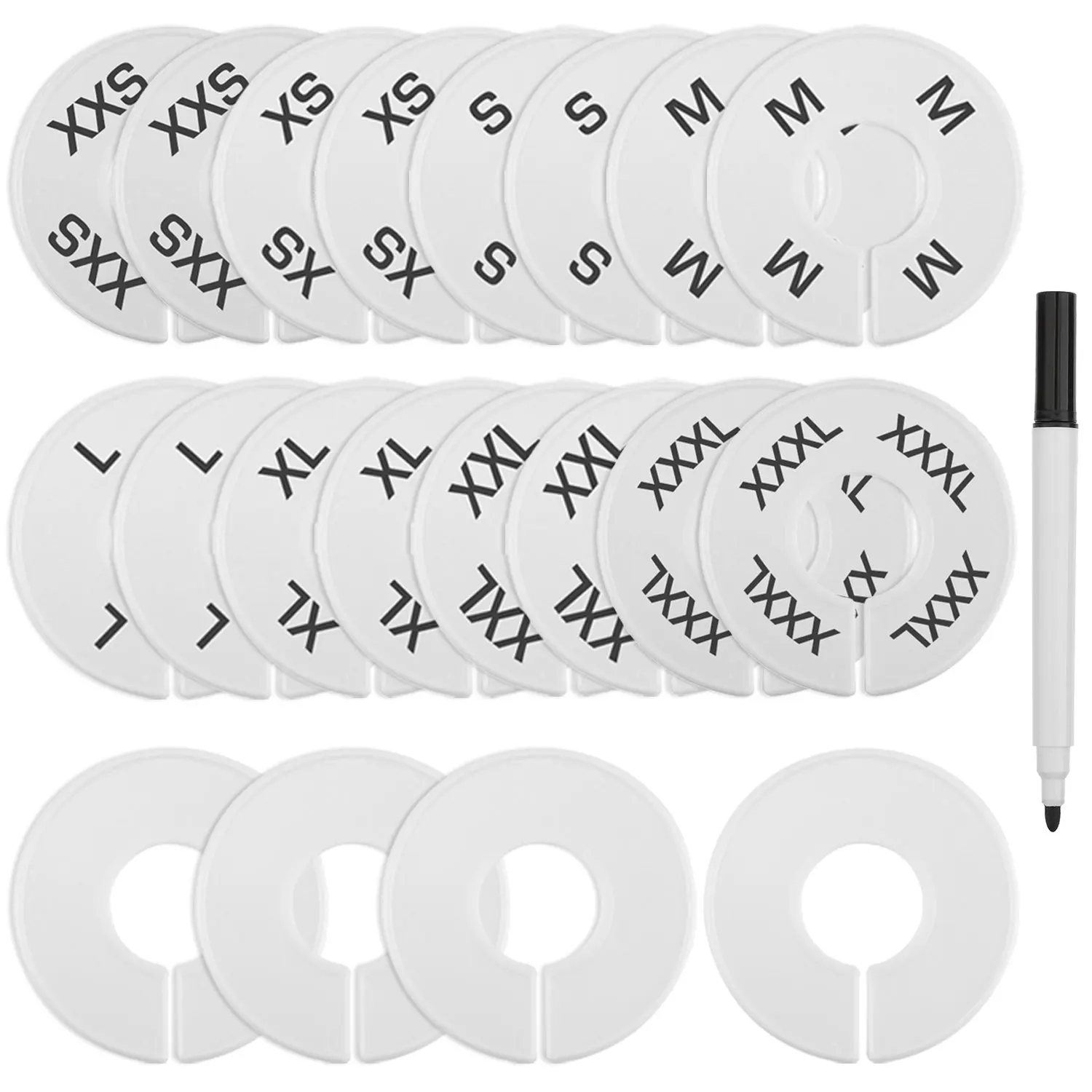 20 Pack Clothing Rack Size Dividers Round Hangers Dividers with 1 Piece Marker Pen 20Pack, Colored