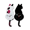 Acrylic Creative DIY Cat Swinging Tail Silent Quartz Wall Hanging Clock for Living Room Bedroom Kitchen Home Decor - Black
