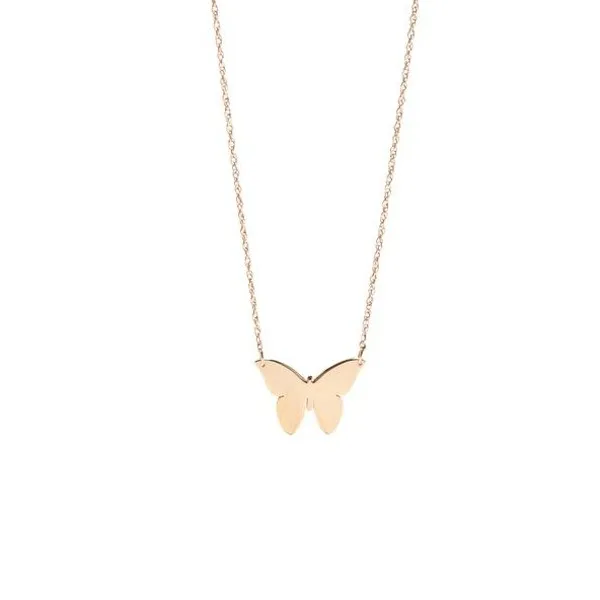 18k Gold Chain Jewelry Integrated Butterfly Pendant Tiny Necklace ...