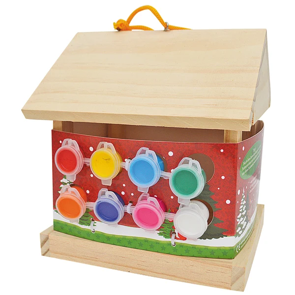 HOT KOOP Unieke ontworpen custom nieuwe ontwerp houten vogel huis schilderen speelgoed thuis tuin schilderen Houten vogel huis