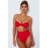 Guangzhou MLY Custom Red Strapless High Waist Sexy Bikini