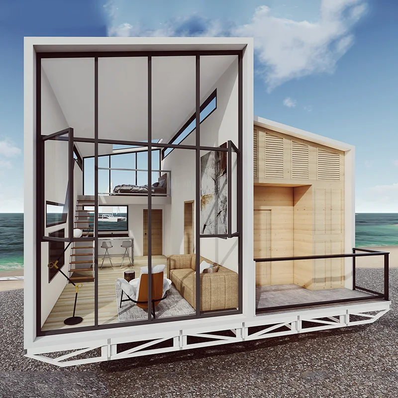 Light Steel Structure 360 Degree Rotation intelligent sunshine tracking system Holiday House Prefabricated luxury villa