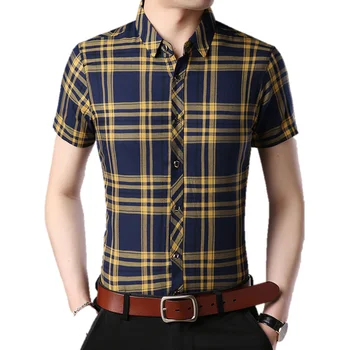 camisa de vestir de cuadros para hombre