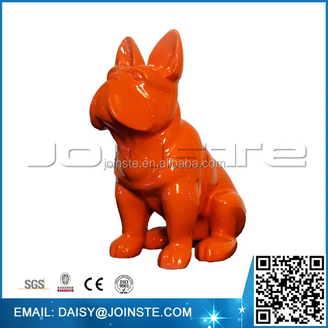 Wohnkultur Im Freien Französisch Bulldog Orange rot Hund Harz Statue