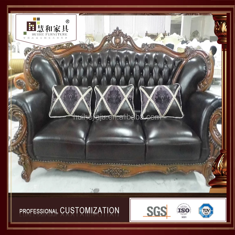 Custom Latest Design Leather Nordic Sofa Set Studded Direct Sofas