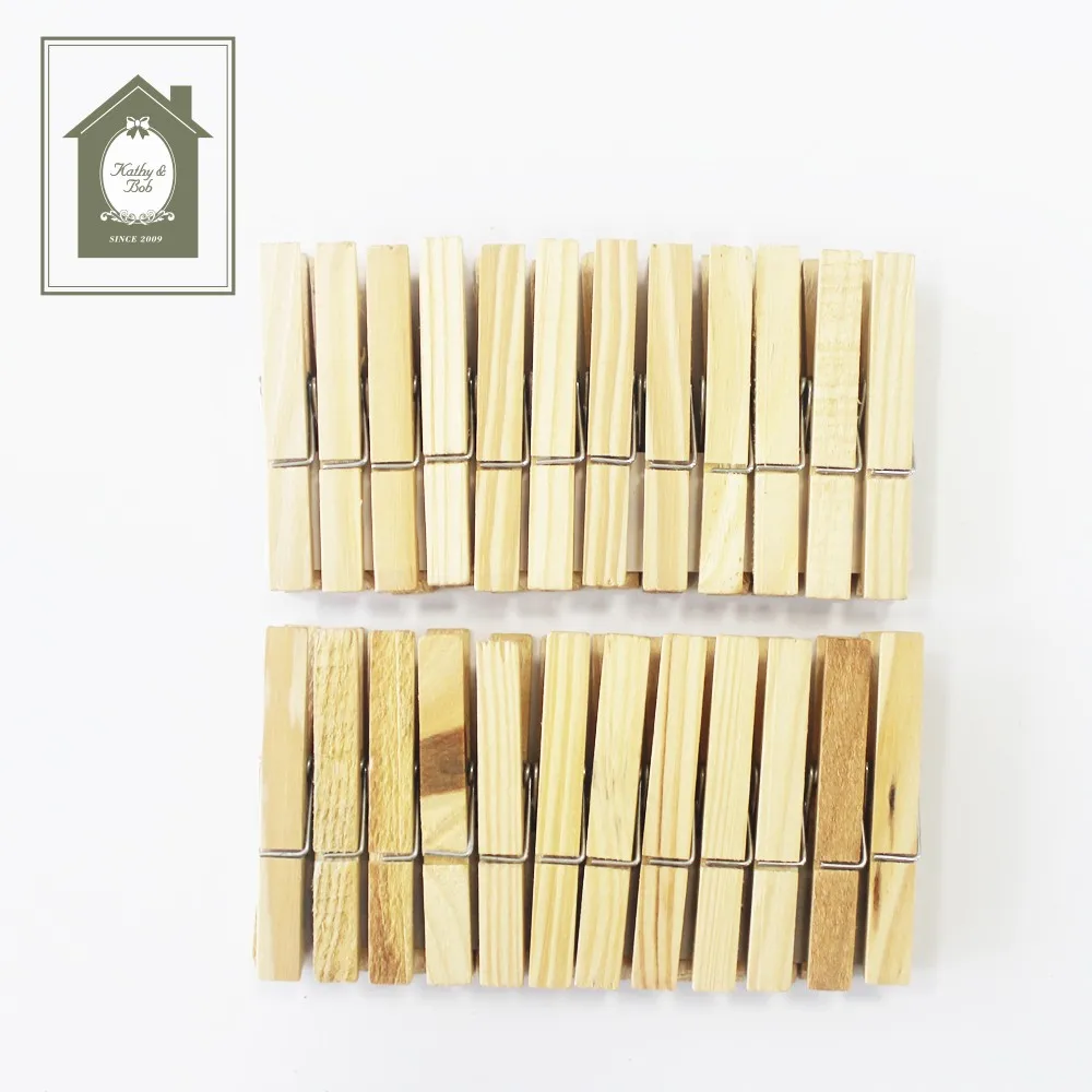 Natural Mini Spring Birch Wooden Bamboo Clothing Hanging Peg Clothes