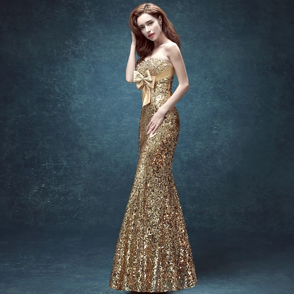 gold sexy long dress