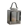 New stainless steel lantern with leather handle and black glass
