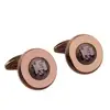 Stainless Steel Coffee Color Cufflinks, Round Shaped Stylish Souvenir for VIP