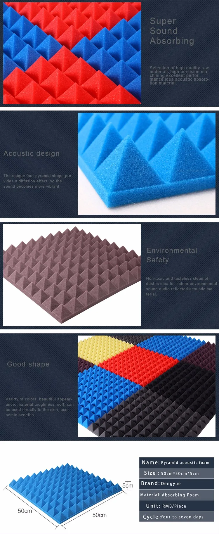 Fire Retardant Sound Absorbing Soundproof Material Studio Pyramid