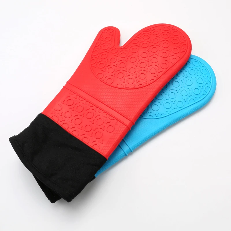 Wholesale Silicone Oven Mitts Extra Long Quilted Cotton Lining Heat