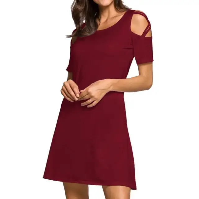 High Fashion Hot Sell Round Neck Strapless Belt Casual Woman Dress