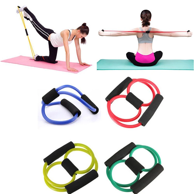 8 Figure Stretch Bands Yoga Sports Exercise Band Resistance Tube Straps Yoga Bands