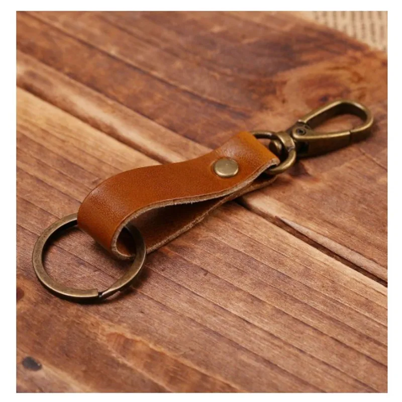 Promo genuine pu leather metal keychain