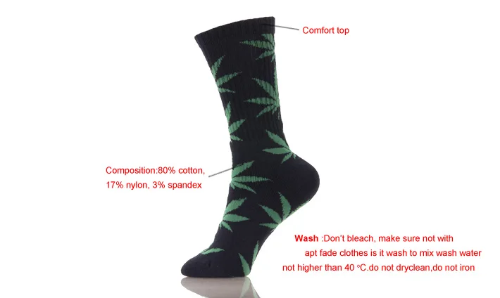 Quality Cotton Hemp 420 weed Sport Spot Sock Men