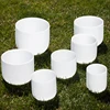 Chakra set perfect pitch with sharps white 432/440hz Frosted Quartz Crystal Singing Bowls