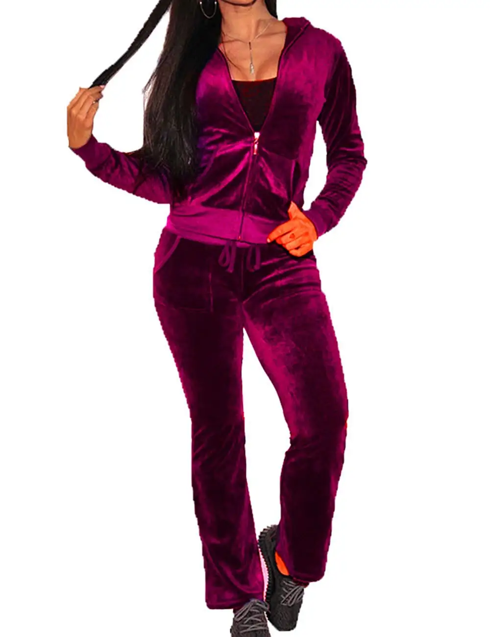 burgundy sweatsuit women's