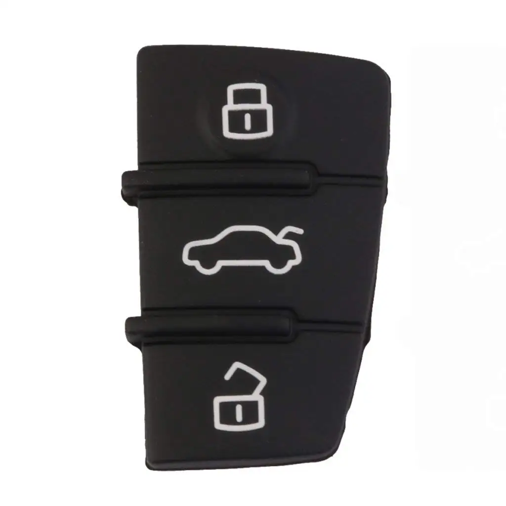 SODIAL R New Replacement 3 Button Keyless Entry Remote Rubber Pad for Audi Remote Car Key Fob Case black