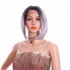 Short Red Haircut Straight Hair Bob mushroom wig Side C Parting heat resistant synthetic lace front wig For Women