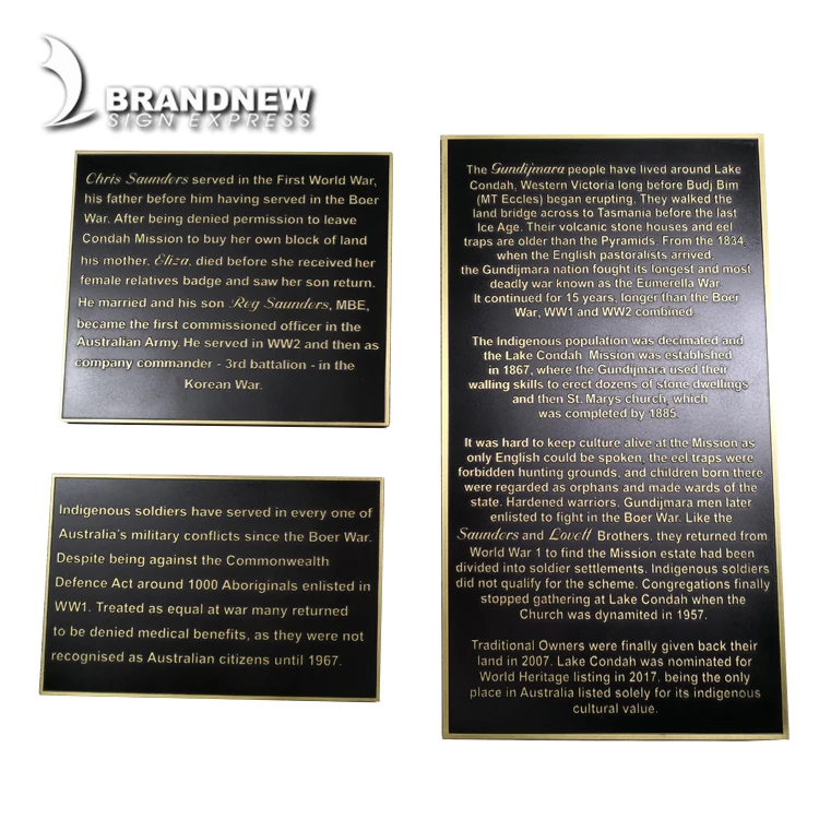  embossed brass plate sign