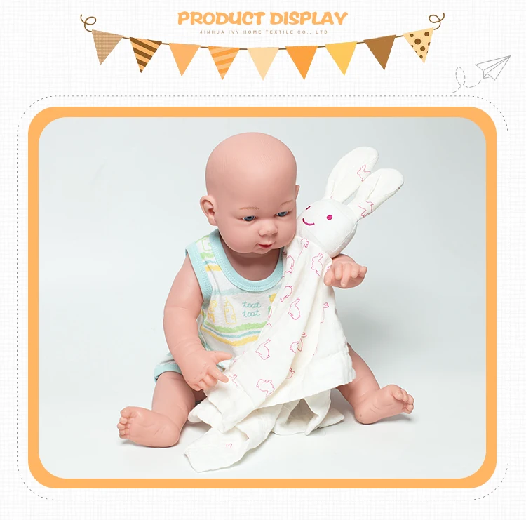 Soft Muslin Baby Comfort Blanket With Cartoon Rabbit