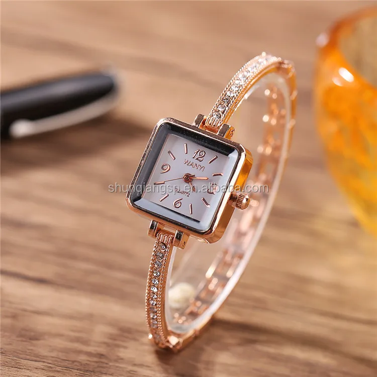 Wholesale Fashion Women Rose Gold Plated Square Face Watch - Buy Watch ...