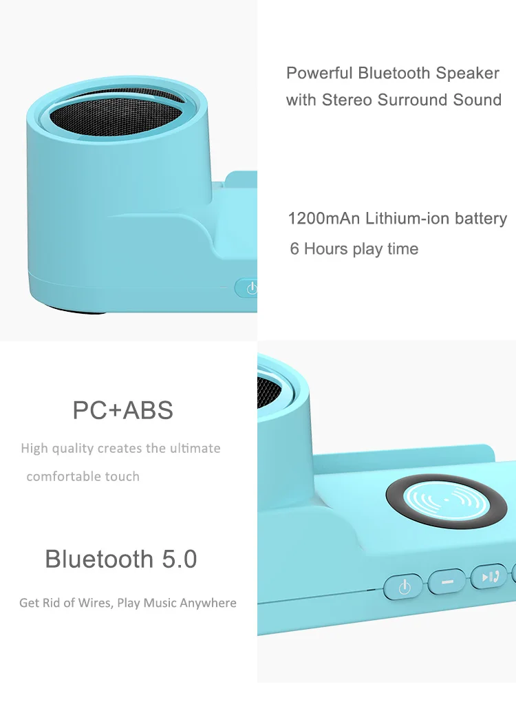 LAIMODA 2019 New design Three in one 3in1 Portable Holder qi Wireless phone charger Bluetooth Speaker with 1200mAh Power Bank - ANKUX.COM