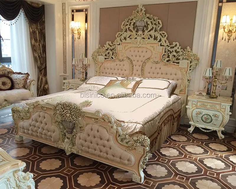 Luxury Italian Double Bed Royal French  Design King Bed 