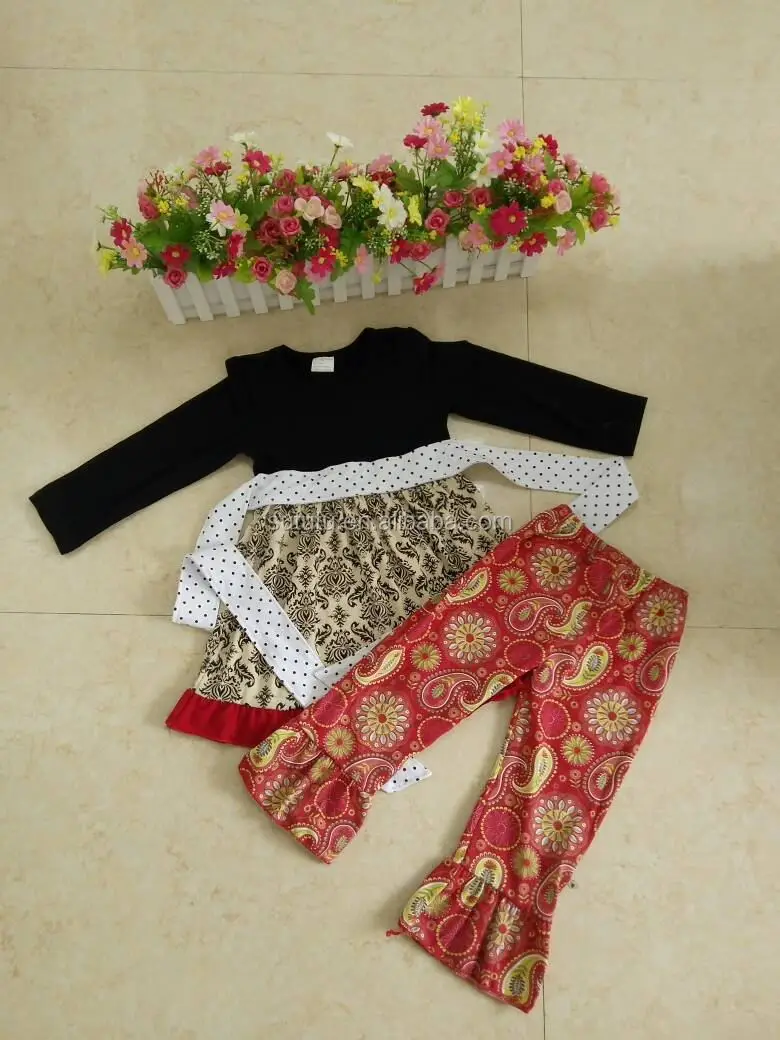 Wholesale Children Boutique Outfits Fall Sweet Honey Chevron Ruffle