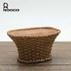 ROOGO Rustic Imitation Bamboo Weaving Resin Plant Pots Succulent Cactus Pots Gift crafts