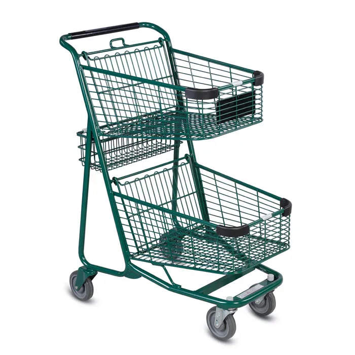 Professional Supplier 2tier Retail Shop Trolley Shopping Cart,Double