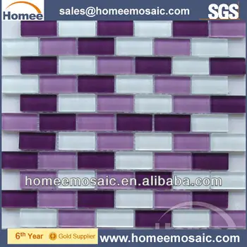 紫のガラスモザイクタイル レンガ模様壁の装飾のための Buy 紫色の