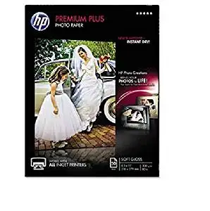 HP Premium Plus Photo Paper, 80 lbs., Glossy, 4 x 6, 100 Sheets/Pack