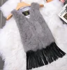 Winter Korean Women's Leather Rex Rabbit Fur Vest with Tassel Jacket