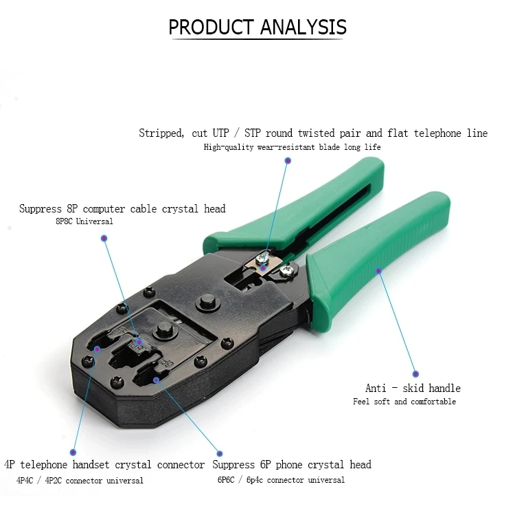 Toolbox Cat5 Cat6 Network Hardware Tool Crimping Pliers Wire Stripper