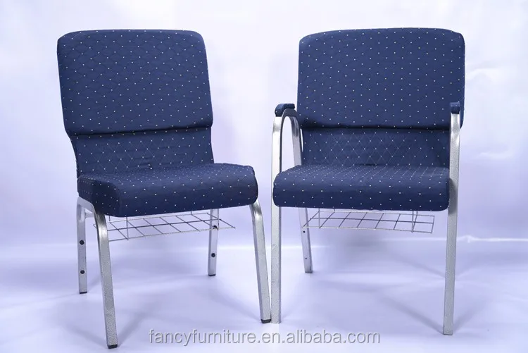 Wholesale Discount Navy Blue Dot Fabric Church Chair With Arms Buy