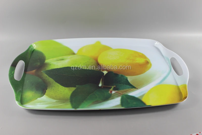19inch melamine serving tray with handle fruit print