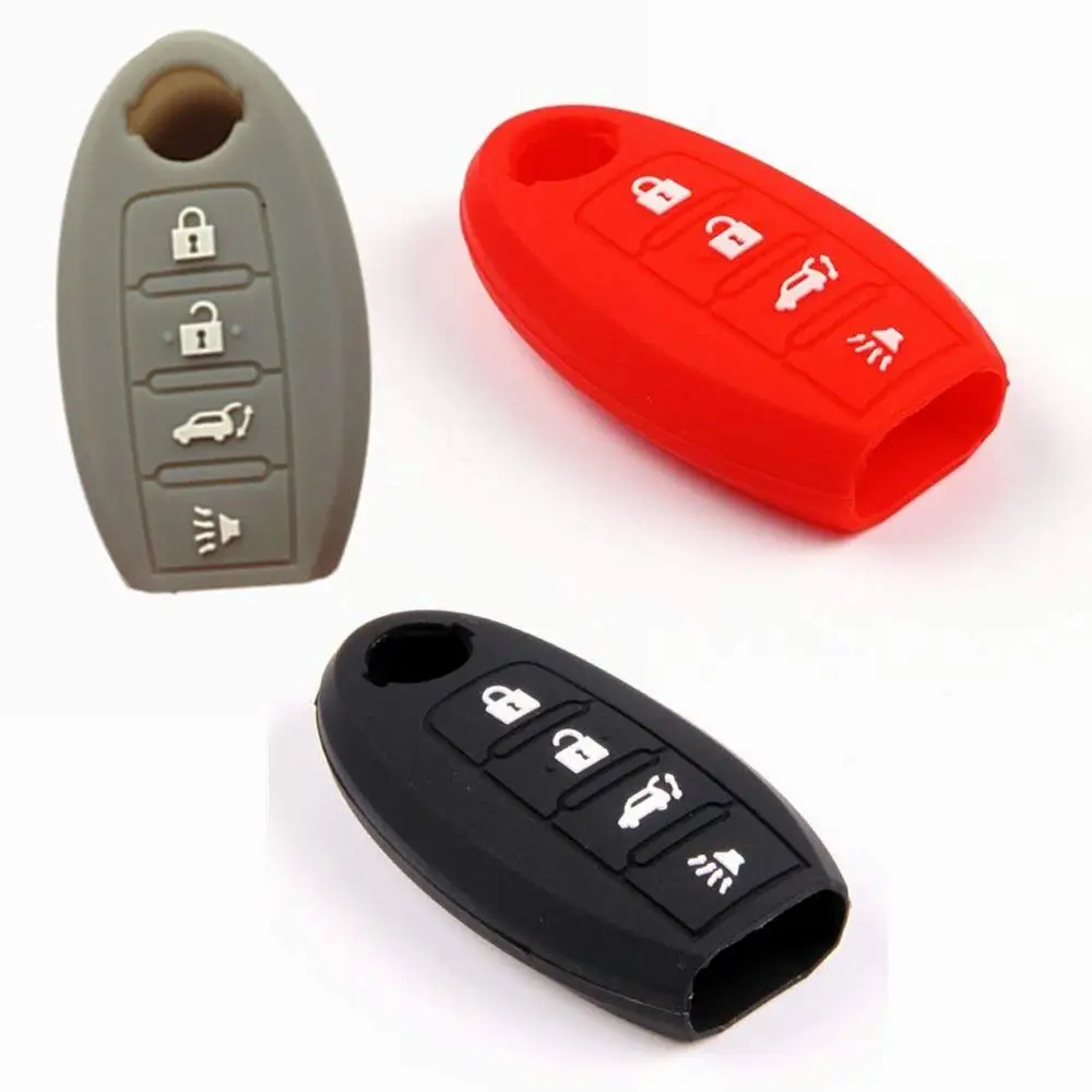 2pcs Compatible with Nissan Remote Head 3 Buttons Silicone FOB Key Case Cover Protector Keyless Remote Holder for Nissan Xterra Armada Cube Frontier Juke Murano Pathfinder Quest Rogue Sentra Titan