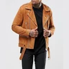 Mens jacket leather pig split biker jacket men leather classical style