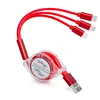 Custom Logo 20cm to 1 Meter Retractable 3 in 1 USB Extension Cable Multi Mobile Charger Cable
