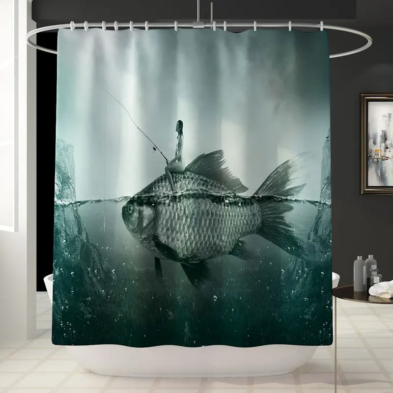New arrival 3 pcs bathroom rug mat sets 1pc Printed Shower Curtain