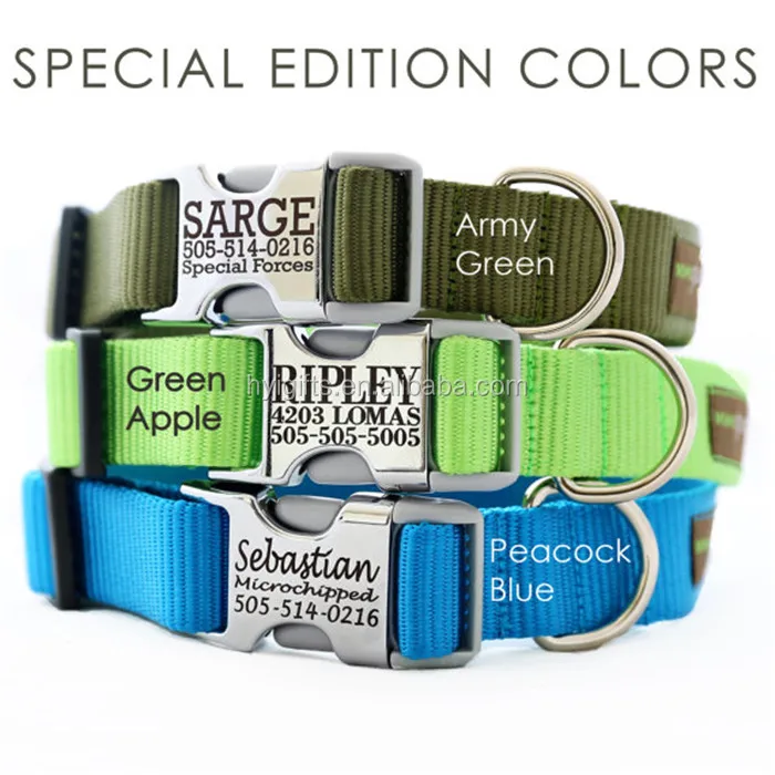 Custom Id Dog Collar Anti Lost Named Engrave Metal Buckle Pet Collar