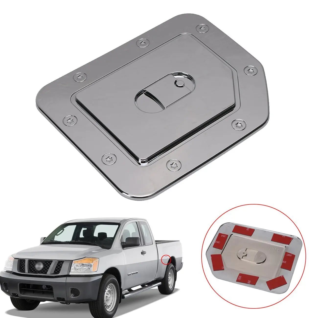 Get Quotations · Triple Chrome Plated Fuel Tank Cap Gas Door Cover for Nissan Titan 2004-2014