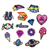 Direct factory sale custom high quality cheaper embroidery Icecream Earth Heart Shoe Diamond Embroidery Patches For Apparel